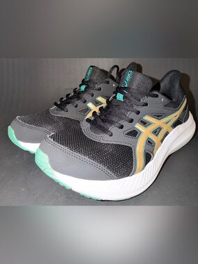 ASICS Black Sneakers with Teal & Gold Details